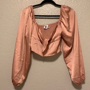 Princess Polly Estee cropped long sleeve satin top